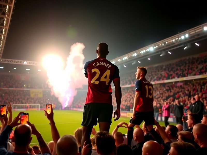 Dramatic moment from a high-stakes football cup final, players contesting for the ball