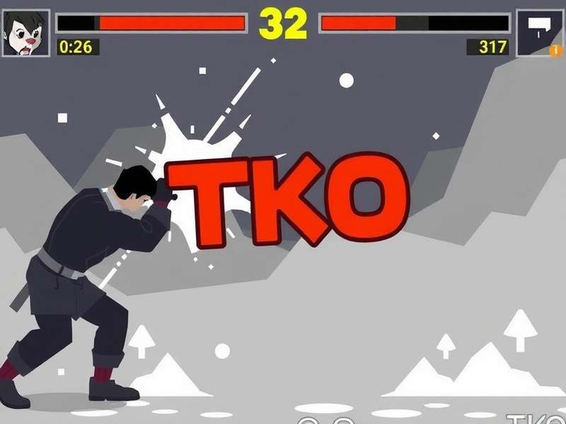 Boxing referee stopping a fight - TKO meaning illustration