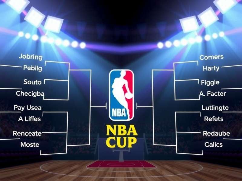 Visual representation of a tournament bracket with team logos connected by lines