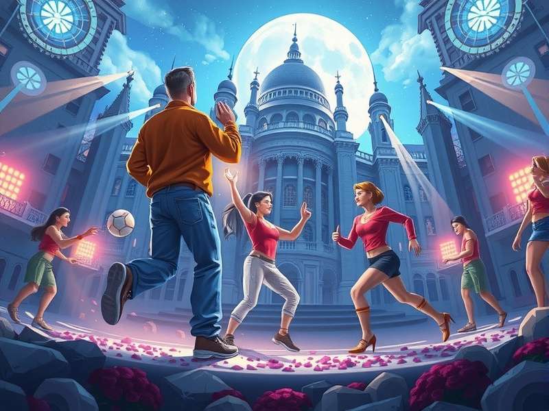 A dramatic moment in a knockout football match with players competing for the ball