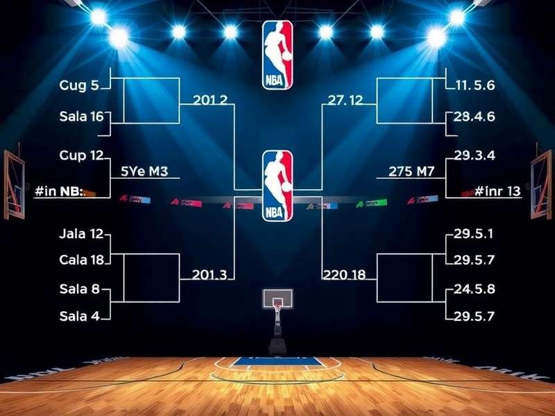 Visual representation of an NBA playoff bracket with team logos and connecting lines
