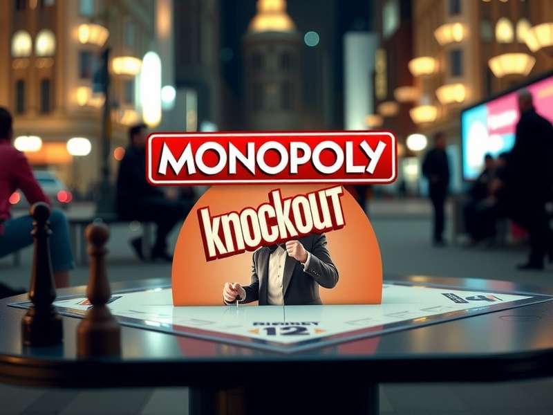 Intense Monopoly Knockout tournament final table with players strategizing