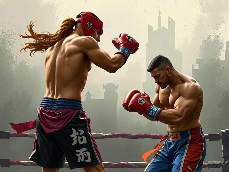 Two boxers in a ring with a referee separating them, symbolizing an interrupted or inconclusive fight