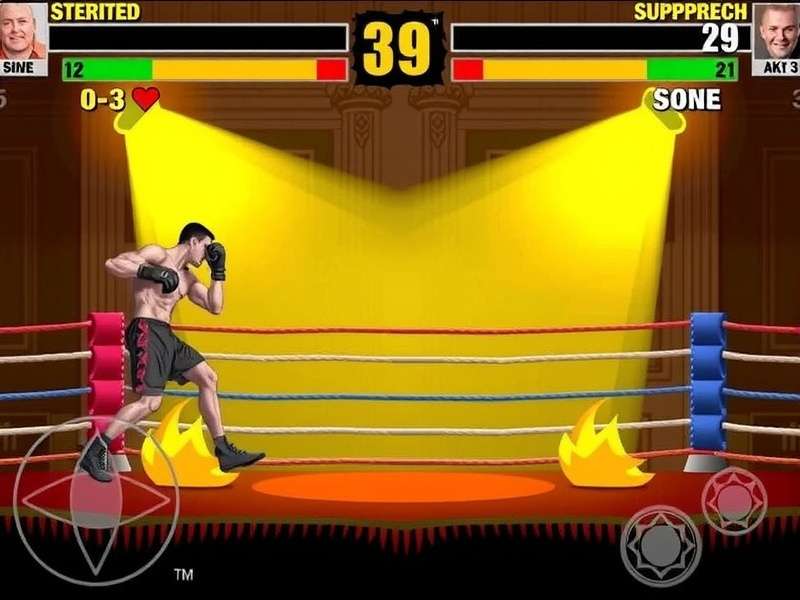 Boxer delivering knockout punch in championship fight