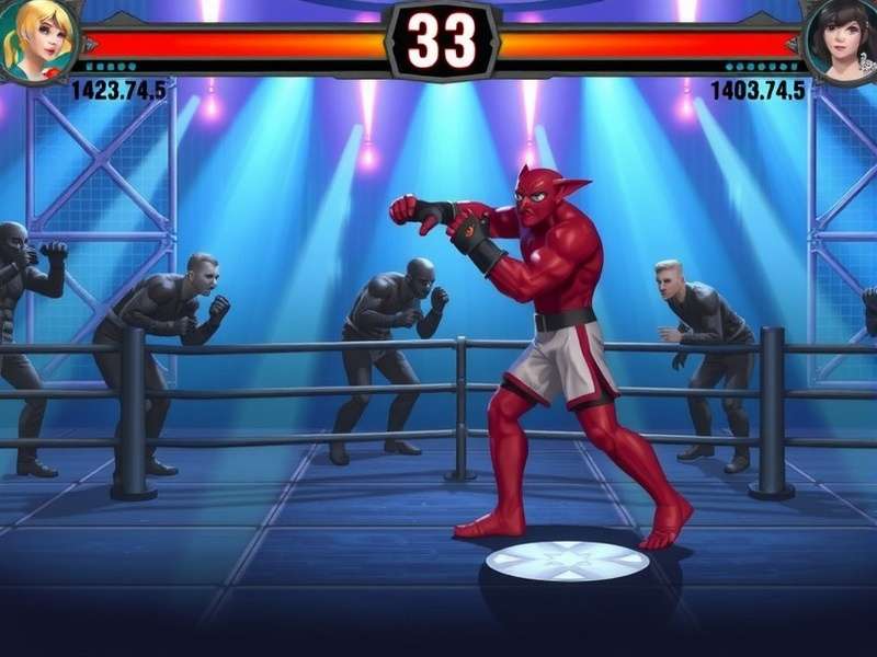 Boxing ring with two fighters in a draw stance