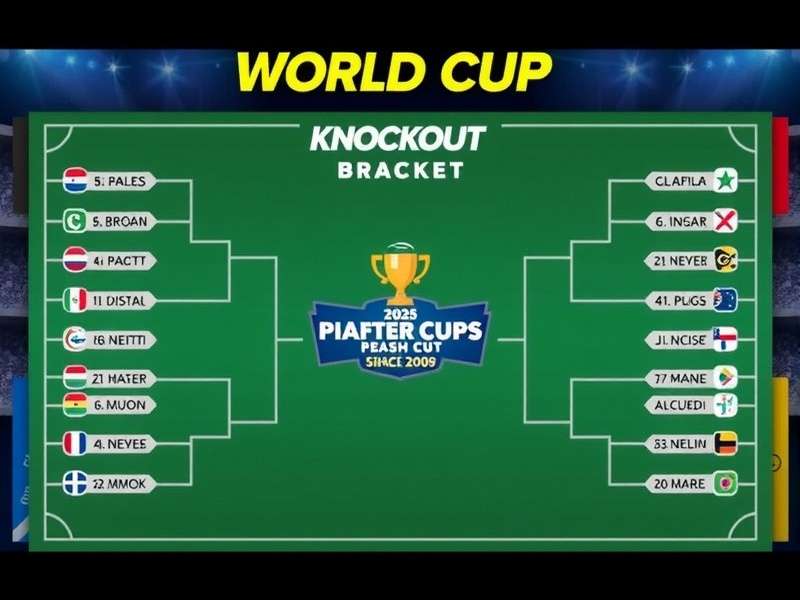 Football World Cup knockout stage bracket visualization showing tournament progression