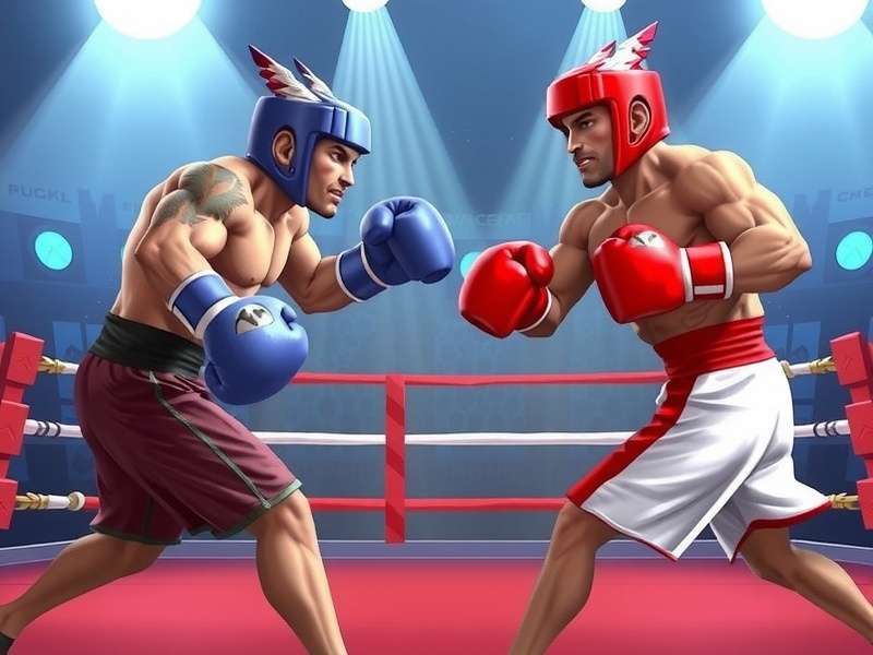 Boxing knockout in the ring — two fighters competing under bright lights at a professional boxing event in India.