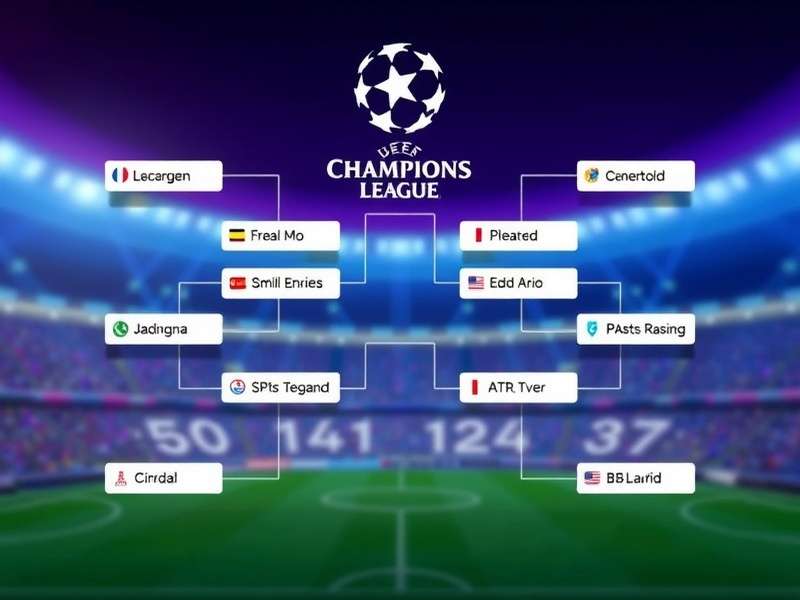 Champions League format diagram showing knockout stages from round of 16 to final