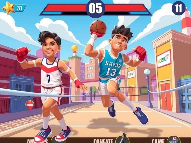 Knockout City arena with players competing in the Knockout World Cup
